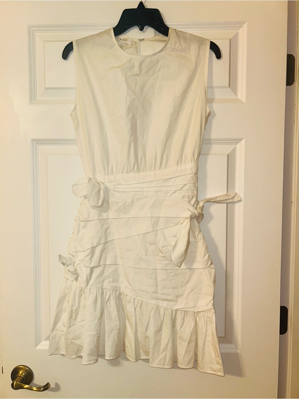 ALC A.L.C. Peplum White Sleeveless Tie Dress Size 0 XS